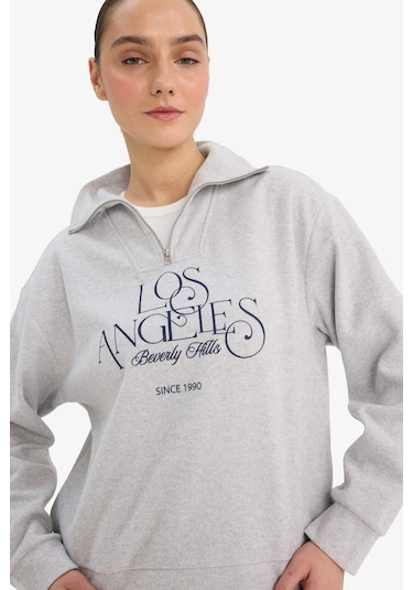 Defacto Regular Fit Yarım Fermuarlı Baskılı Sweatshirt G6692ax25wngr93 Gri-gr93 Defacto Regular Fit Yarım Fermuarlı Baskılı Sweatshirt G6692ax25wngr93 Gri-gr93