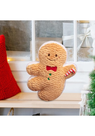 Suntek Yılbaşı Atma Yastığı Sevimli Yumuşak Doldurulmuş 40cm Kahverengi