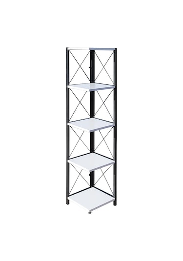 Köşe Kitaplık Ve Aksesuar Rafı Metal Ayaklı Beyaz