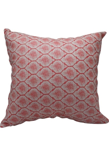 Finezza Melisa Damask Baskılı Duck Kumaş Kırmızı Kırlent 45*45 Cm