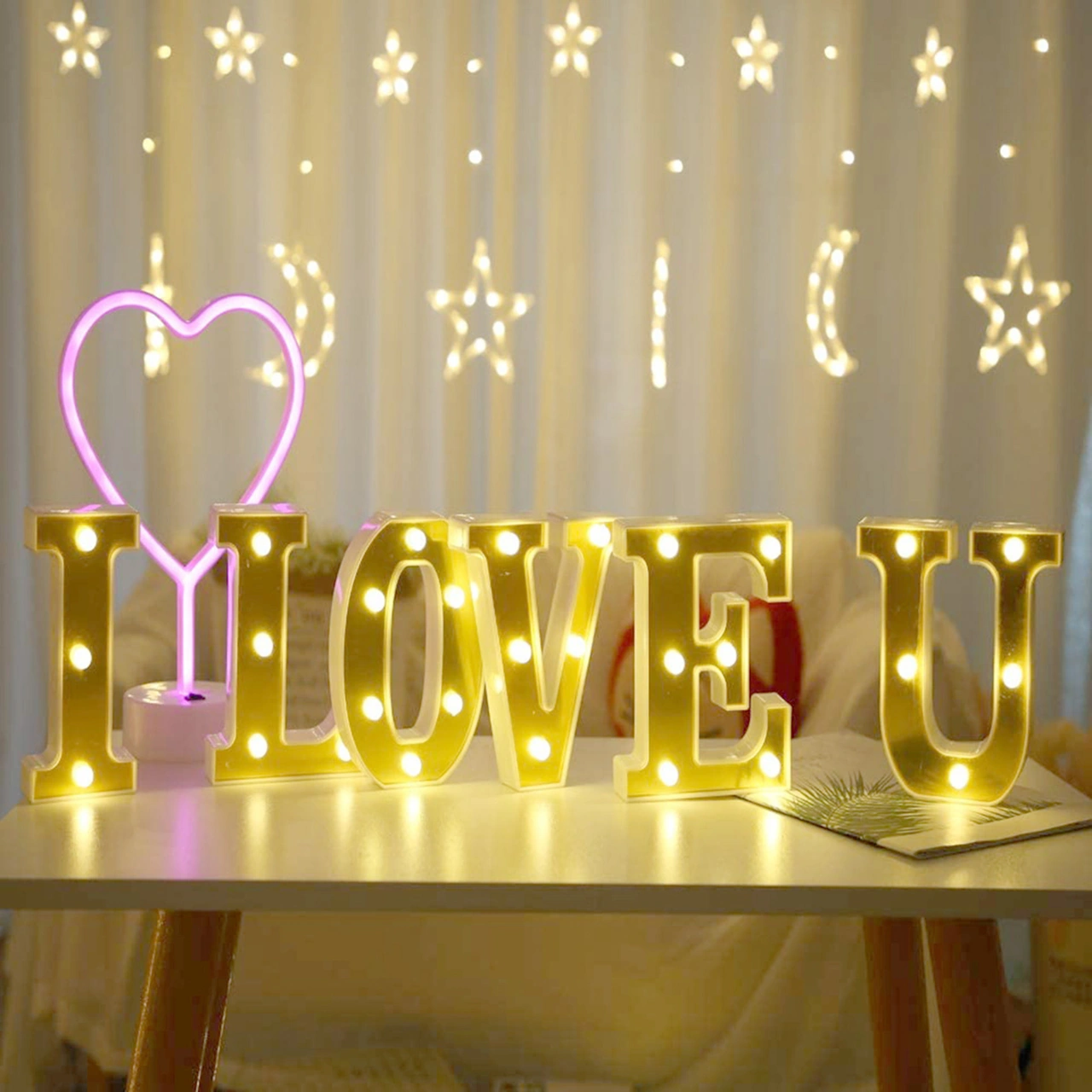Youmex Altın Renkli M Harfi Led Dekoratif Işık, Proposal, Parti, Doğum Günü İçin Dekorasyon Aydınlatması Pil İçermez Diğer