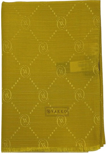 Vakko Pamuk İpek Şal - Monogram - Safran Safran