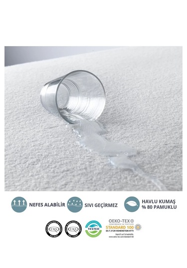 Havlu Fitted Su Sıvı Geçirmez Yatak Koruyucu Alez Çarşaf Beyaz