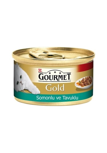 Gourmet Gold Somon ve Tavuklu Konserve Yetişkin Kedi Maması 24 x 85 G