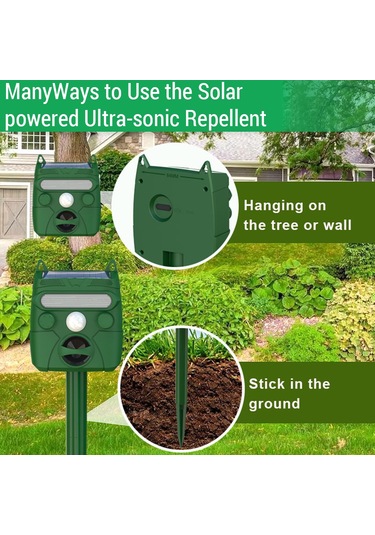 Uu0383 Ultra-sonik Hayvan Kovucu Açık Havada Hareket Sensörlü Yeşil