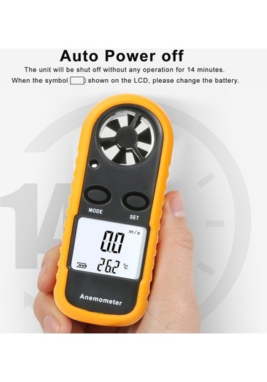 Pazly Taşınabilir Rüzgar Hızı Ve Sıcaklık Ölçer - Kompakt Anemometre Siyah Siyah