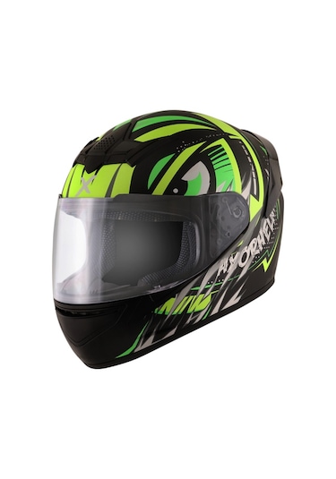 Axor Rage Trogon-E  CE2205 DOT FMVSS218 Motosiklet Kaskı Siyah - Yeşil - Sarı