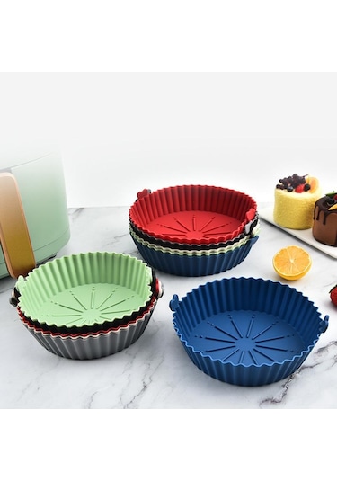 Gri Hava Fritözleri Fırın Pişirme Tepsisi Kızarmış Tavuk Sepeti Mat Airfryer Silikon Bakeware Gri