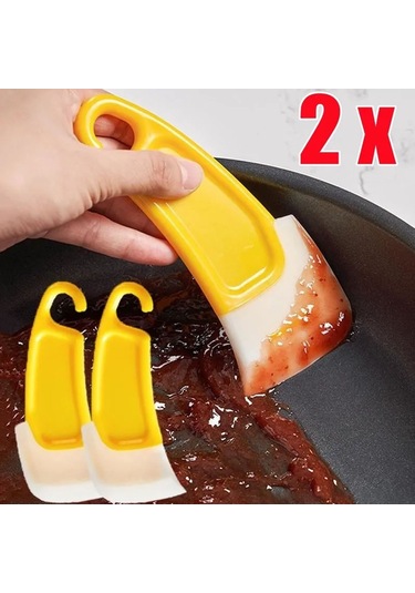 Kosona 5'li Set Silikon Yemek Kaşığı, Isı Dayanıklı, Tencere Yıkama, Yemek Artıkları Temizleyici, Asma Delikli Tasarım Sarı