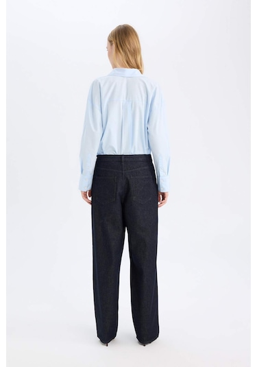 Defacto Baggy Fit Yüksek Bel Uzun Jean Pantolon E0740AX24WNNM34 Mavi