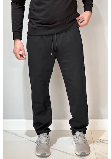 Paçası Düz Beli Lastikli 3 Cepli Erkek Eşofman Altı 4706 Siyah Siyah