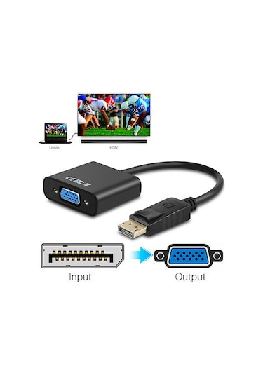 Displayport To Vga Çevirici Dönüştürücü Laptop Tv Monitör Bağlama