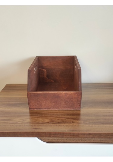 Ahşap 45lik Plak Sandığı - Organizer Kutu - Kestane Rengi Wooden 45 Record Box Koyu Kırmızı