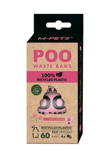 M-pets Poo %100 Recycled Dışkı Poşeti Gül Kokulu 4x15 Yaprak