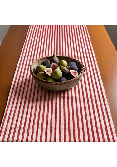 Kırmızı Çizgili Keten Runner 40 X 150 Diğer