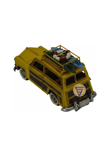 Dekoratif Nostaljik Metal Land Rover Rustik Otomobil Sarı