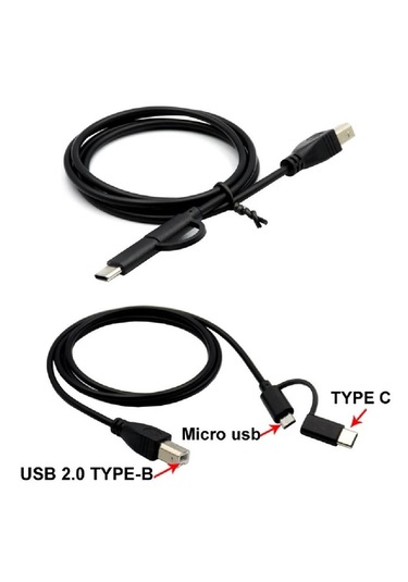 Type C + Micro Usb Yazıcı Printer Piyano Midi Bağlantı Kablosu