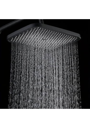 Fastbuy Challenger Siyah Kare Duş Başlığı Yüksek Basınç Endüstriyel Tasarım Su Geçirmez Ev Ve İş Kullanımı Siyah