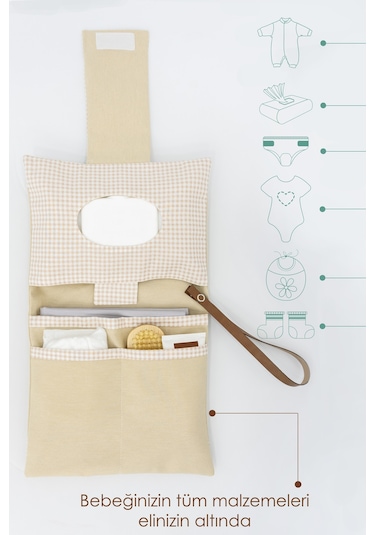 Bebek Alt Açma Bakım Çantası, Bebek Organizeri, Junior Seri, Bej