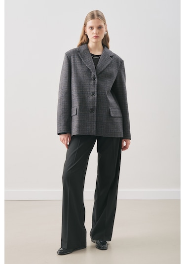 Manuka Norrıs Yün Blazer Ceket Grey Check Aw25ckt00013-9872 Grey Check