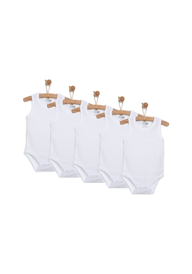 Hellobaby 5li Beyaz Body Atlet Unisex Beyaz