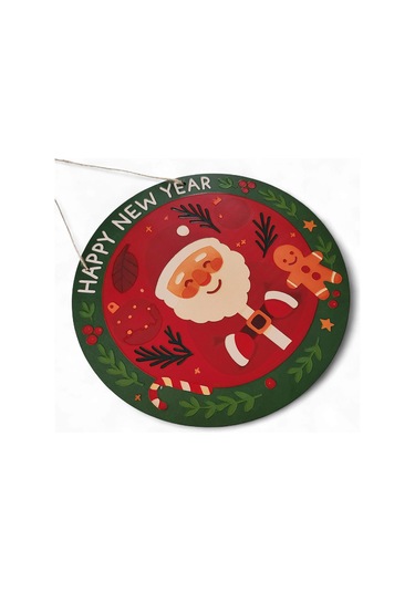 Noel Baba Ve Kurabiye Adam Kapı Ve Duvar Süsü Happy New Year 30x30