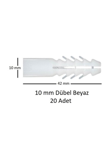 Dübel, 10 Mm Beyaz Dübel, 20 Adet