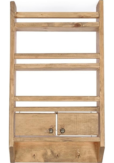 Mashotrend Dekoratif Koyu Masif Terek - Mutfak Rafı - Dekoratif R