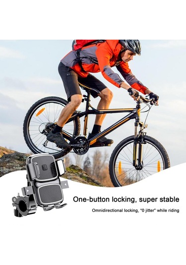 Mt63 Motosiklet Bisiklet Telefon Tutucu Gidon Uyumlu Otomatik Kilitli Siyah