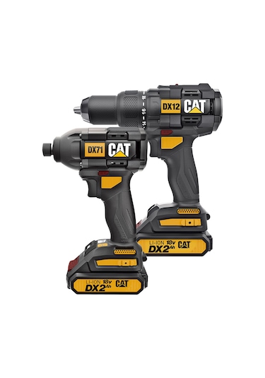 CAT DX12K Li-ion Çift Akülü Profesyonel Darbeli Vidalama + DX71 Kömürsüz Darbeli Matkap Kombo Set
