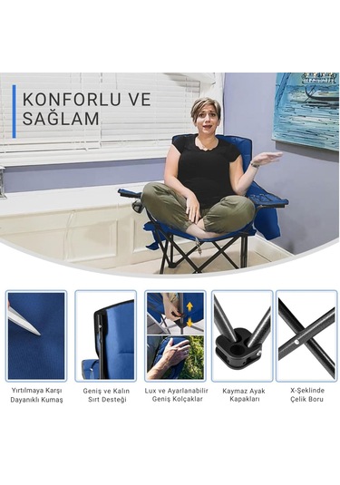 Kingcamp Lotus Xl Cool Ice Ultra Konforlu & Takviyeli Kamp Sandalyesi Black Siyah