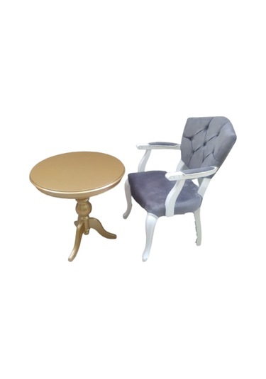 Bengimobilya Fiskos-Berjer Sandalye Kelebek Model Parlak Beyaz-Ceviz Babyface (495734459) Altın