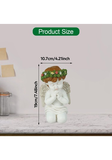 Homyl Giriş Rafı Bahçesi Için Dekoratif Dua Eden Melek Çocuk 19cmx10,7cm