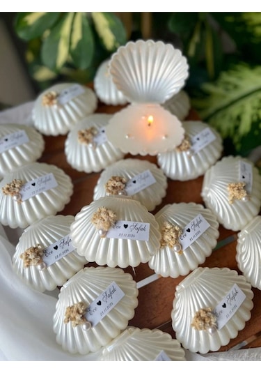İstiridye Kutulu Mum, Nikah Şekeri, Doğum, Sünnet, Düğün Nişan Söz, Kına, Doğum Günü - 1 Adet