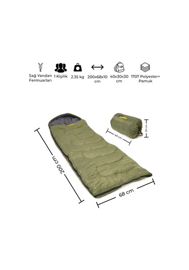 Urban Badger Yule Tek Kişilik Uyku Tulumu Yeşil