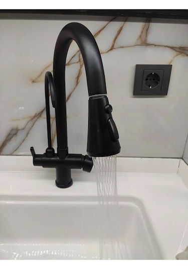 Boheme Fleko Arıtmalı Spiralli Eviye Bataryası Siyah