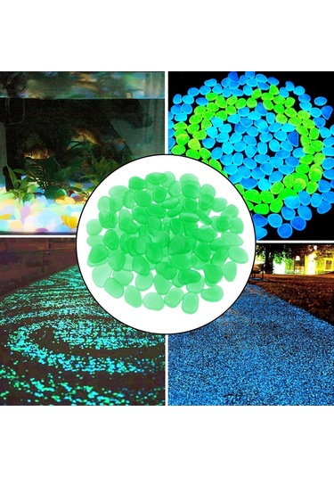 Karanlıkta Parlayan Bahçe Çakıl Taşları Yol Bahçe Dekoru Yeşil