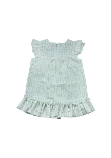 Güllü Çiçek Desenli Kız Bebek Elbise Yeşil Bipamuk 001