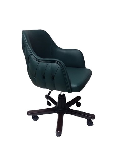 Ofis Koltuğu Çalışma Sandalyesi Ahşap Ayaklı Yeşil Renkli Suni De