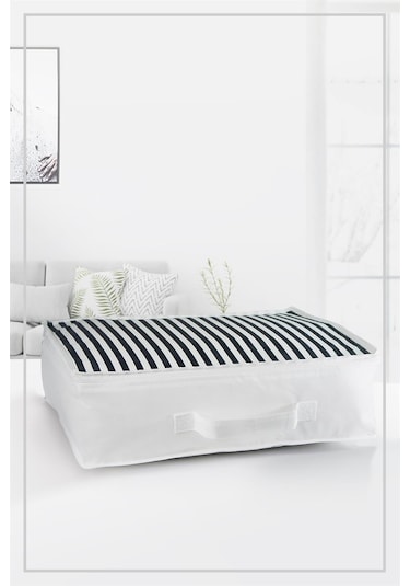 5'li Set Düzenleyici Yorgan Hurcu Lacivert Çizgili 53x44x20 Lacivert