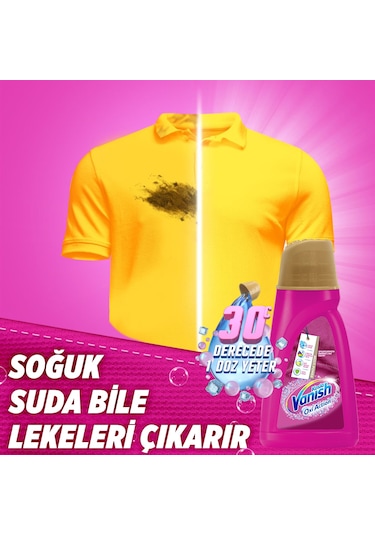 Vanish Kosla Oxi Action Gold Pembe Renkliler için Sıvı Leke Çıkarıcı & Deterjan Güçlendirici 2 L