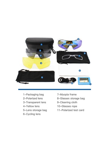 Yuntech01 Xq546 Uv400 Koruma İle Değiştirilebilir Lensli Bisiklet Polarize Güneş Gözlüğü, Yakın Görüş Çerçevesi Dahil Siyah