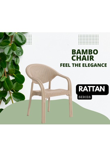 6 Adet Bambu Koltuk 90x150 Camlı Masa Takım Kapuçino