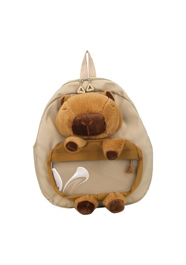 Homyl Capybara Sırt Çantası Doldurulmuş Hayvan Tatil Haki