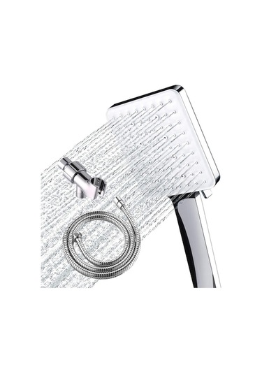 6 Fonksiyonlu Amerikan Tipi Duş Seti - El Tutan Duş Başlığı + 360 Ayarabilir Braket + 1.5m Boru - Abs Krom Kaplama - Gürültü, Masaj Ve Sprey Modları Gümüş Gümüş