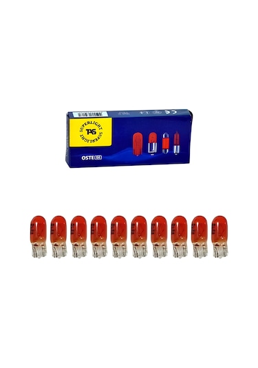 12v 5w Dipsiz T10 Ampul Turuncu Boyalı Amber Cam 10 Adet 1 Kutu