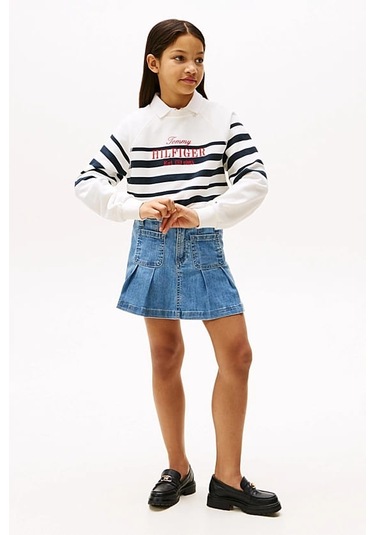 Kız Çocuk Denım Skırt Pleated Skirts Light Used