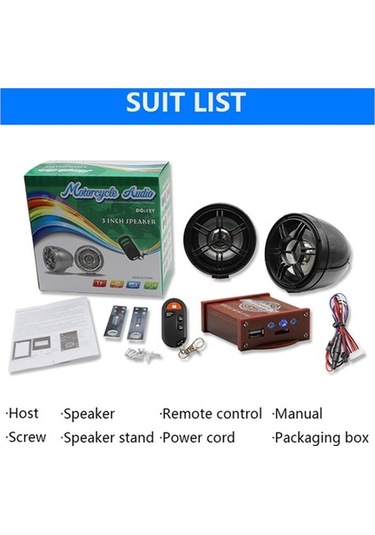 Pazly Motosiklet Anti-hırsızlık Hoparlör, Bluetooth/usb/tf Kart Mp3 Çalar, Model Lmk00138 Çok Renkli