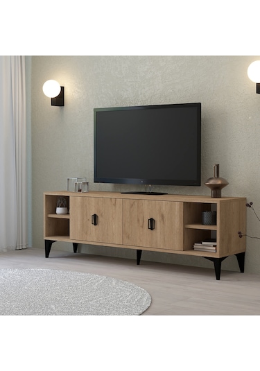 3507 Deren Tv Ünitesi 150 Cm Raflı Kapaklı Sepet Tv Sehpası Sepet