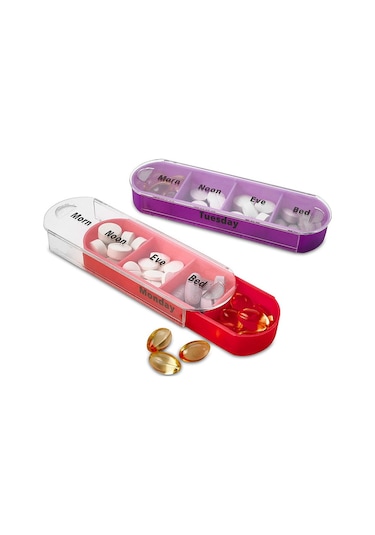 Neevoyu 28 Bölmeli Taşınabilir Çekmeceli İlaç Kutusu - Hafif, Nem Koruyucu, Beyaz Şeffaf, Günlük Kullanım İçin Uygun Çok Renkli